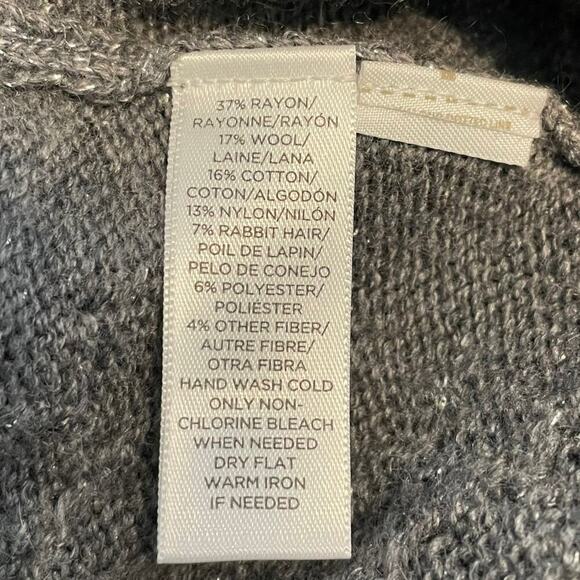 Loft Gray Metallic Rayon Wool Rabbit Hair Knit Sweater Size S - Picture 6 of 8
